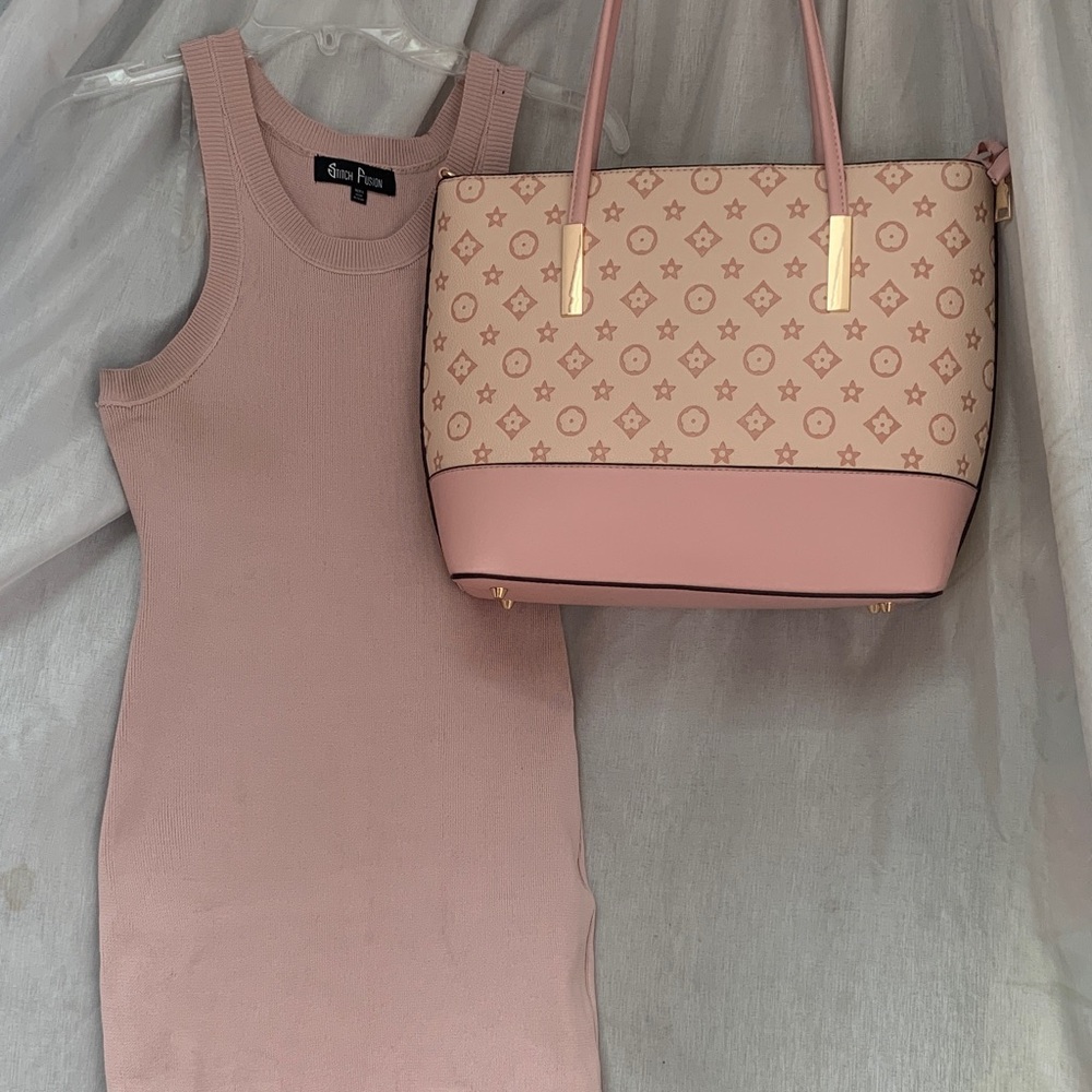 Pink Monogram Tote Bag by classic fashion